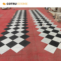Mosaïque en marbre naturel, motif damier populaire, noir Nero Marquina et blanc Carrara, carrelage pour sol, mur, salle de bain, cuisine