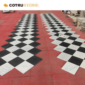 Mosaico in Marmo Naturale Popolare Motivo a Scacchiera Nero Marquina e Bianco Carrara Piastrelle per Pavimenti Pareti Bagno Cucina - Product Image 4