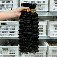 Extensions de cheveux en vrac Deep Wave, couleur noir naturel, 100% cheveux humains naturels bruts, donneur unique, texture ondulée