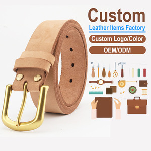 Cinturón de Cuero Genuino Personalizado, Hebilla de Cobre, Color Sólido, Estilo Casual, Hebilla Resistente, Hecho a Mano - Product Image 1