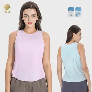 Luluxixiyaya Cool Label Ice Hand Feel Breathable Cross Back Breathable Sude Hole Loose Fit Plain GYM T Shirts