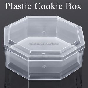 SUNSHING Octagon Plastic Cookie Box Food Grade Clear Lid Container Biscuits Packaging Box Sweet Chocolate Case Bakery Storage - Product Image 1
