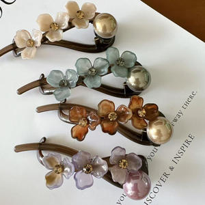 Nouvelles pinces à cheveux rétro à fleurs, barrettes à pression style <span class=keywords><strong>vintage</strong></span>, épingles à cheveux torsadées pour chignon arrière - Product Image 4