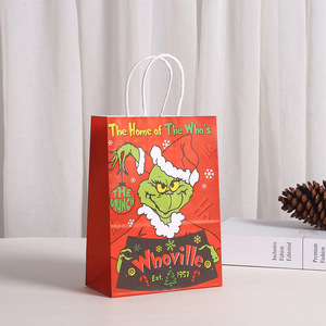 Christmas Tote <b>Bag</b> Green Monster <b>Xmas</b> Theme Party Kraft Paper <b>Bag</b> - Product Image 5