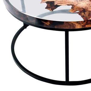2021 resina Epossidica Tavoli Struttura In Metallo Resina di Legno Tavolino Da Pranzo di Forma Rotonda Resistente Telaio In Ferro di <span class=keywords><strong>Design</strong></span> In <span class=keywords><strong>Vetro</strong></span> di Nuovo Disegno - Product Image 3