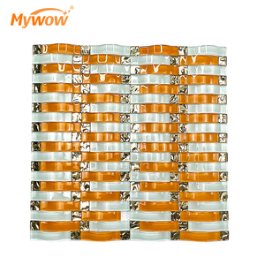 3d คริสตัลใสผสมสีหินแก้วโค้งหยักและโมเสคโลหะสแตนเลส - Product Image 2