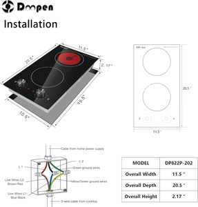Table de cuisson électrique Dropea 2 brûleurs, surface en verre céramique lisse, nettoyage facile, commande par bouton, usage domestique - Product Image 3