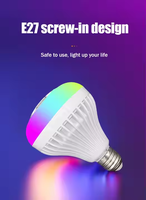 Ampoule LED E27 RGB sans fil avec télécommande, haut-parleur musical intégré, colorée et à intensité variable, pour la décoration de la maison et des fêtes