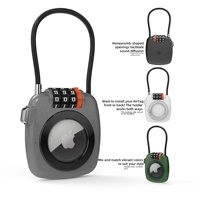 Étui de protection antichute en alliage de zinc durable pour Apple AirTag, entièrement recouvert, avec verrouillage par code 1S, pour bagages et cartable, finition polie AJF Noir