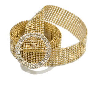 Ceinture perlée de luxe pour femmes avec boucle ardillon décorative en diamant et rivet en métal de conception de perceuse à eau - Product Image 1