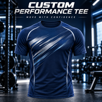 T-shirt de sport pour homme à manches courtes, respirant, séchage rapide, pour la gym, la course à pied et l'entraînement, bleu marine