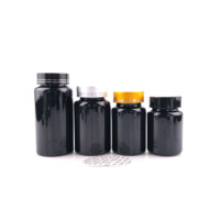 50 ml 100ml 300ml toucher doux bouchons à vis en aluminium pet noir mat bpa pot vide comprimés médecine conteneur capsule de pilule bouteilles