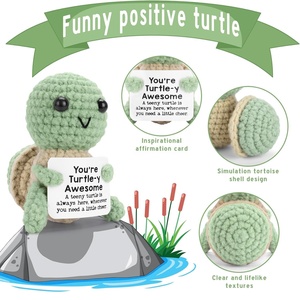 Tortuga Positiva, Regalos Divertidos, Peluche Emocional, Animales de Ganchillo Emocionales, Mini Peluches Lindos Hechos a Mano, Regalo Inspirador de Tortuga - Product Image 3