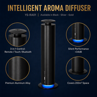 Diffuseur de parfum à deux fluides rechargeable en alliage d'aluminium, 200 m², compatible BT, commande tactile, faible bruit 34 dB, alimentation Type-C, usage commercial
