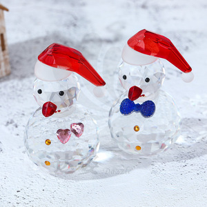 Ornement de bonhomme de neige en cristal Dartz, mini décoration de Noël en verre, cadeau artisanal pour les fêtes - Product Image 1