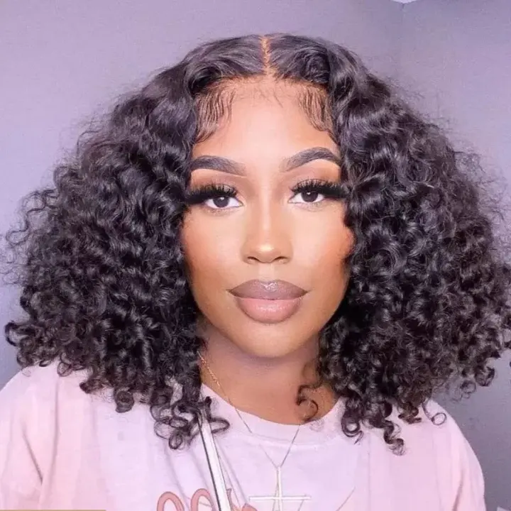 Jerry Curly Short Bob Wigs 13x6 Lace Frontal Human Hair Wigs 5x5 Glueless Lace Closure Transparent 13x4 Lace Font Wigs