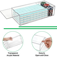 Boîte de rangement portable en acrylique amovible pour 160 tuiles de mahjong américain, pour la maison et les voyages (boîte uniquement)