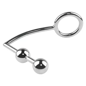 Gay Butt Plug Stainless Steel Metal Anal Hook With Ball Penis Ring For Male
