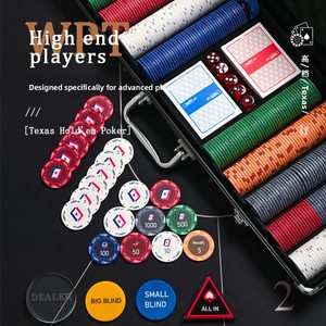 Ensemble complet de <span class=keywords><strong>poker</strong></span> Texas Hold'em WPT Crown Chip avec jetons en argile de 14g, étui en aluminium noir, nappe de table et accessoires de salle de jeu Mahjong - Product Image 2