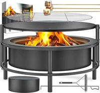 Brasero pliable moderne avec grille de cuisson – Brasero portable à bois peu encombrant pour le camping et les pique-niques