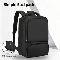 Sac à dos pour ordinateur portable imperméable Slim Oxford avec port de charge USB, grande capacité, multi-compartiments, unisexe, pour les voyages d'affaires et les sorties quotidiennes