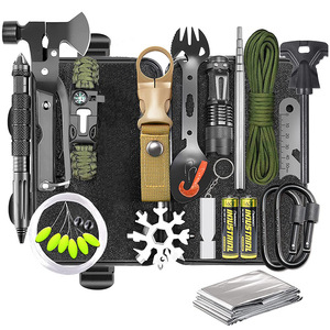 Kit de herramientas de supervivencia de 15 piezas, compacto, de metal, para emergencias al aire libre, para camping, senderismo, montañismo, equipo de rescate EDC - Product Image 1