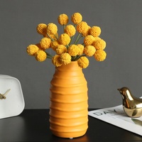 9 pcs Per Bundel Bunga Billy Button Pycnosorus Emas Buatan Warna Kuning Muda dan Emas untuk Buket Bunga