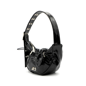 Sac fourre-tout tendance au design moderne en noir glamour avec détail œillet et bandoulière réglable - Product Image 4
