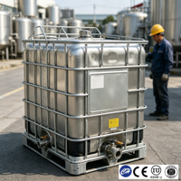 Réservoir IBC en acier inoxydable de 1000 L, conteneur de stockage de liquides chimiques, résistant à la corrosion, résistant aux acides et aux alcalis