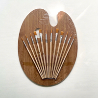 Fabricant Fourniture Triplex Board Emballage thermorétractable 12 tiges en bois Ensemble de pinceaux pour cheveux en nylon Outils de pinceaux pour peinture à l'huile