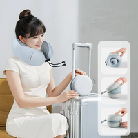 Oreiller en forme de U en mousse à mémoire de forme tricotée confort de voyage avec coussin d'appui-tête de soutien du cou pour des voyages relaxants