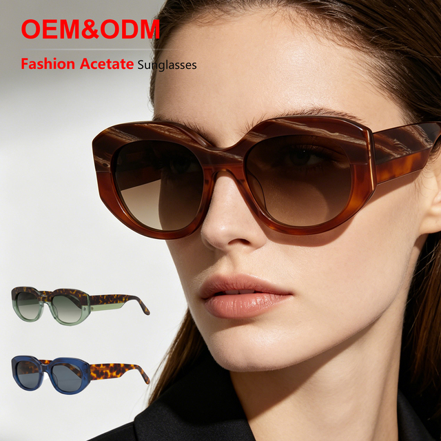 Eco-Friendly Acetate Polarized Sunglasses for Women Men Retro Oval Thick Frame UV400 Protection Fashion Shades Outdoor Wear