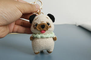 Porte-clés en crochet doux fait à la main, chien corgi, pékinois, poupée animale, forme 3D, porte-clés de dessin animé, charme amusant, chiot - Product Image 4