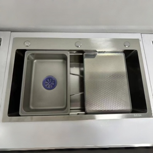 Fregadero de Cocina Popular de Acero Inoxidable 304, 4.0mm de Grosor, Integrado, con Acabado Xiaomi Grain, para Uso Doméstico - Product Image 1