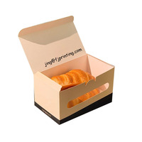 Boîte en papier d'emballage pour croissant de qualité alimentaire sulfurisé pliable à découpe par fenêtre d'impression personnalisée