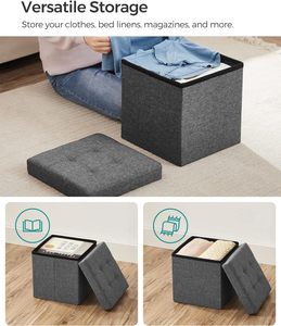 Petit pouf de rangement pliable repose-pieds 12.2x16.1x12.2 pouces Capacité de charge de 286 lb Repose-pieds de rangement en cube - Product Image 3