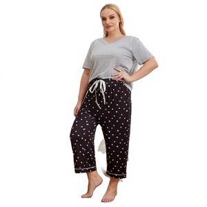 KISS ME ANGEL Conjunto de Dos Piezas para Mujer, Ropa de Casa Informal, Pantalones Cortos con Cordón y Cintura Elástica, Talla Grande MM 0XL-5XL, Verano - Product Image 3
