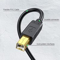 Kabel Data USB Tipe A ke B Berlapis Emas 10m/15m dengan Selubung PVC dan Pelindung Logam untuk Komputer, Printer, Pemindai Barcode & Scanner
