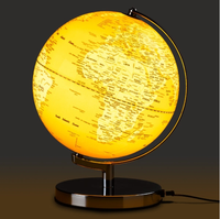 Lampe globe terrestre en plastique illuminée créative pour enfants de 25 cm, ornement de bureau pour cadeau d'anniversaire et de Noël