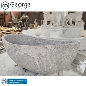 Europäischer Stil Moderne Einbau-Innenbadewanne aus Naturstein Geschnitzte Eckbadewanne aus Weißem Marmor mit Luftmassage - Product Image 4