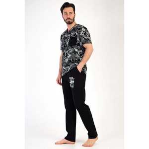 Conjunto de Bata y Pijama Casual para Hombre con Cuello en V y Manga Corta, Tejido de Punto Waffle con Característica Térmica, Estampado de Logotipo Personalizado y Bolsillos - Product Image 3