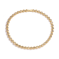 Populaire 18K Plaqué Or Zircon Cubique Ensemble de Bijoux Rond CZ Tennis Chaîne Bracelet Argent Plaqué Bracelet Collier Ensemble