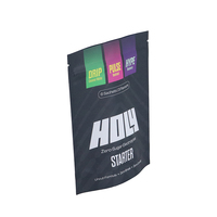 Sachet refermable personnalisé noir mat de qualité alimentaire avec fermeture éclair pour sel de l'Himalaya et poudre d'électrolytes