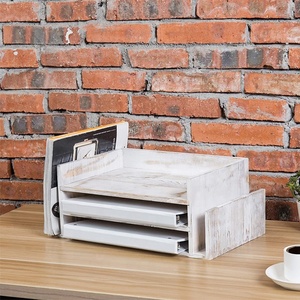 3-Tier lusuh kayu putih dicuci baki dokumen Desktop kantor & Sorter surat - Product Image 3