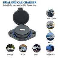 Prise de chargeur de voiture 12v 1 port usb dans le bateau de bus pour téléphone portable Usb 2.4A charge de voiture double ports avec anneaux de lumière LED
