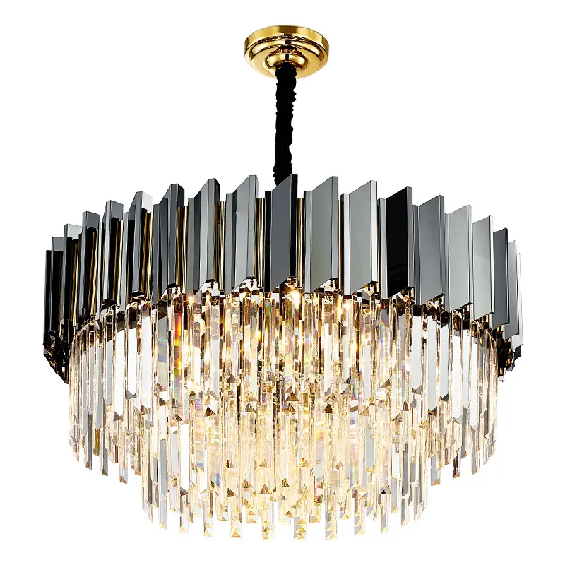 Luxury Black Modern Crystal Chandelier Lights Pendant Ceiling Light Round Chandeliers Lighting Fixture for Living Room