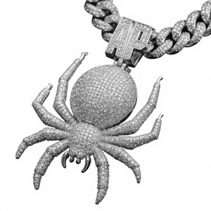 Pendentif Pieuvre en Moissanite, Argent Sterling 925 Plaqué Or, Breloque Araignée, Bijoux Hip Hop Unisexe pour Soirées - Product Image 3