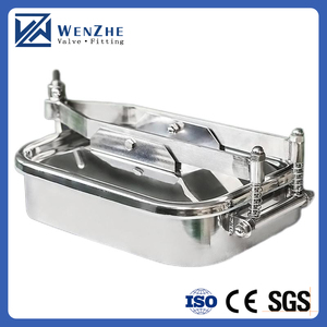 Bocchetta di accesso per serbatoi in acciaio inox <span class=keywords><strong>SS</strong></span> 304 316L per uso alimentare, a bassa pressione, saldata, lucidata, sanitaria, con chiusura singola e coperchio quadrato - Product Image 3