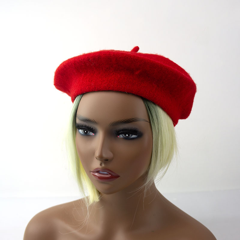 В наличии, Женский однотонный шерстяной берет с регулируемыми шнурками