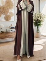 Robes islamiques modestes du Moyen-Orient Dubaï Cardigan 2 pièces Robes musulmanes Abaya ouverte pour femmes Turquie Ensembles Abaya fermés assortis